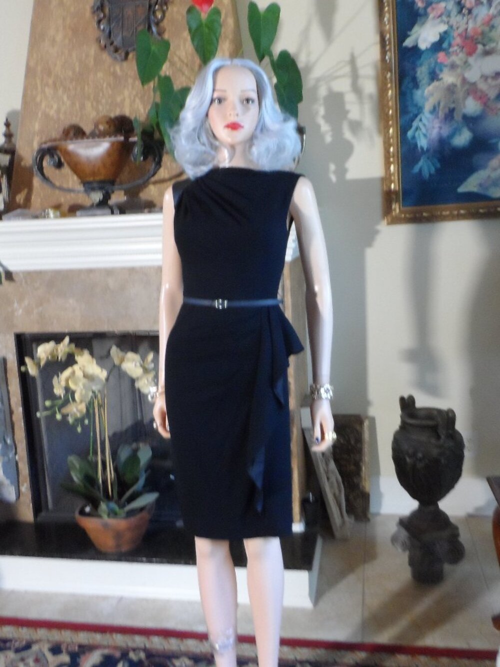 Rickie Freeman for Teri Jon Black Draped Sheath Dress Size 2